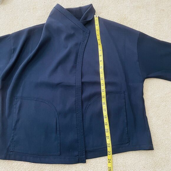 Max Studio Women's Size M Navy Blue Open Front Cardigan Long Sleeve Pockets - Picture 7 of 8